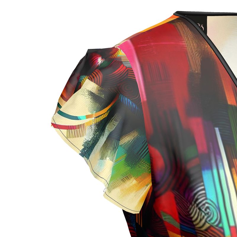 Avelò Creative Wrap Mini Dress – Multicolor Artistic Design
